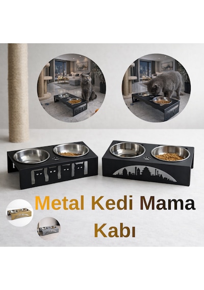 Krom Bıyık Yorgunluğu Yapmayan Kedi Köpek Mama Ve Su Kabı 1 Adet