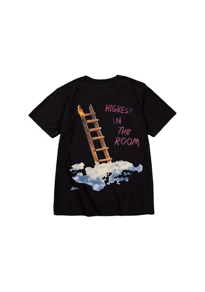 Startmore Highest İn The Room On Arka Baskılı Unisex Oversize Siyah