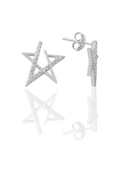 Gümüş Zirkon Taşlı Yıldız Modeli Küpe N11.55976