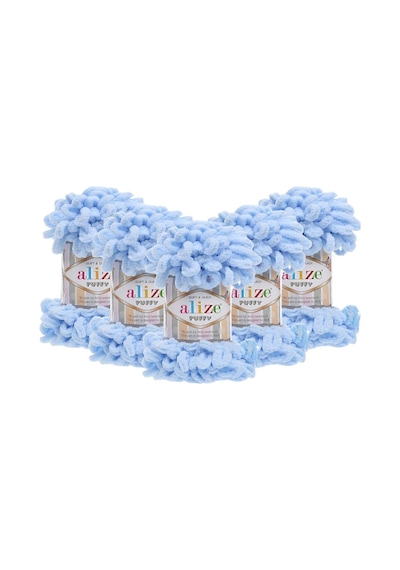 Alize 5 Adet El Örgü Ipliği Puffy 5'li Paket - 183 Açık Mavi - 100 Gr. 9 Mt. Parmak Örgü Ipi 183 (Açık Mavi)