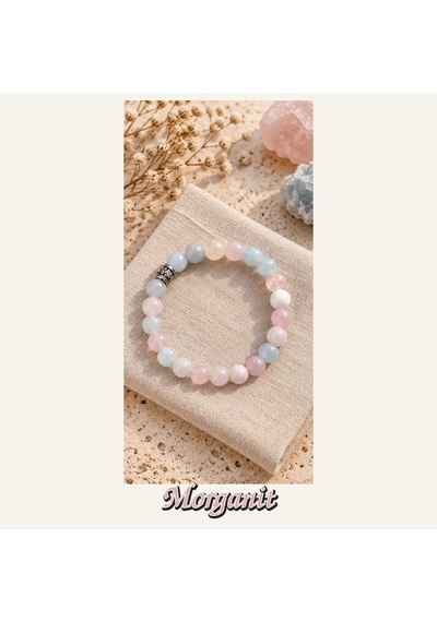 Morganit Taşı Bileklik 8 Mm, Unisex, Elastik Çok Renkli