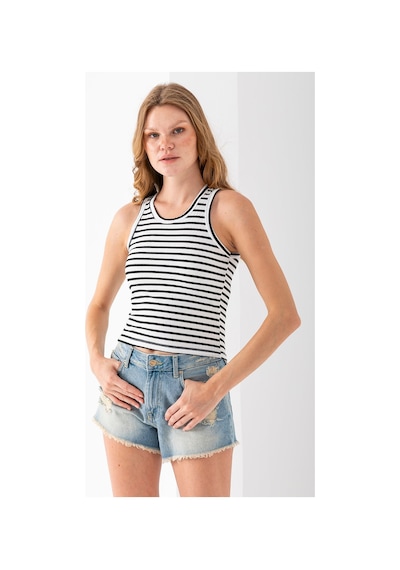 Giysa Kadın Bisiklet Yaka Çizgili Basic Body Siyah - 25510 Siyah