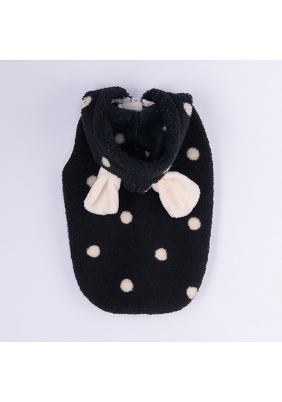 Siyah Tahoe Plush Yelek Peluş Kulaklı Kedi Köpek Yeleği Kedi Köpek Elbisesi Kedi Köpek Kıyafeti