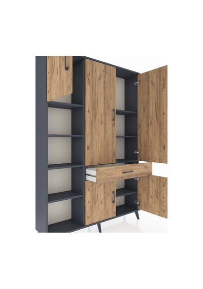 Arges Dolap 8 Raflı Tek Çekmeceli 5 Kapaklı 132x30x195 Antrasit-çam/çam Atlas Çam/atlas Çam Arges Dolap 8 Raflı Tek Çekmeceli 5 Kapaklı 132x30x195 Antrasit-çam/çam Atlas Çam/atlas Çam