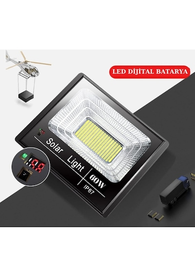 4 Adet 60w Solar Projektör Güneş Enerjili Sokak Armatürü Duvar