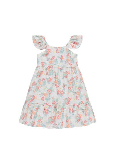 Civil Girls Çiçekli 6-9 Yaş Elbise - Yeşil Açık Mint Yeşili