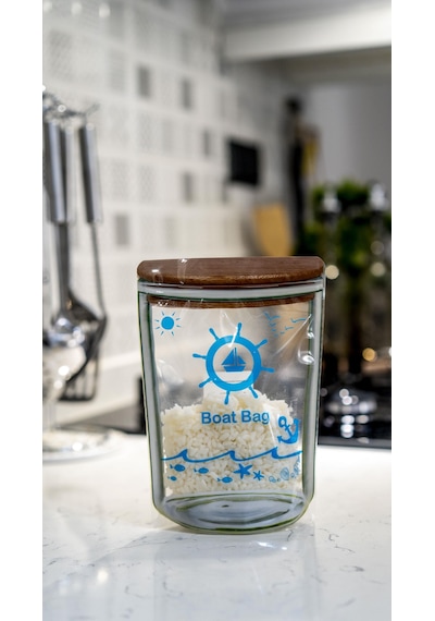 Kavanoz Görünümlü Mikrodalgaya Uygun Tekne Poşeti 10 Adet 15x22 Cm / 700 Ml Ahşap