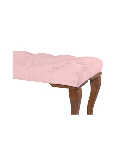 Gazzini Classic Torna Gürgen Ahşap Ayak Chester Model Kapitoneli Pembe Puf Bench - Ceviz Ayak