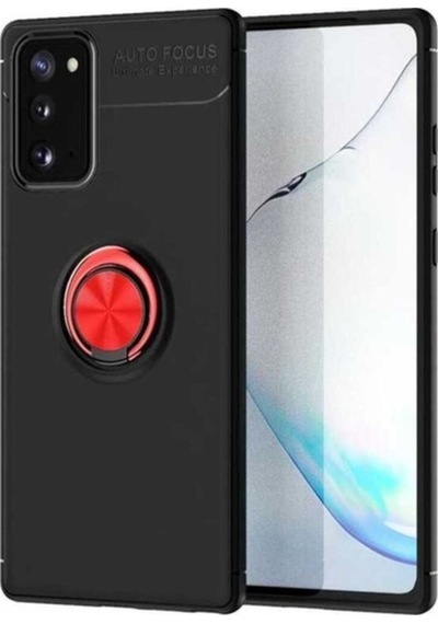 Galaxy Note 20 Kılıf Zore Ravel Silikon Kapak Siyah-Kırmızı