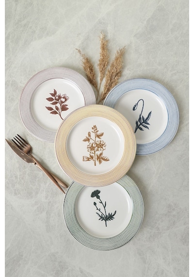 Keramika Floral Essence Assos Pasta Tabağı 22 Cm 4 Adet / 22890-93-94-22949 Çok Renkli