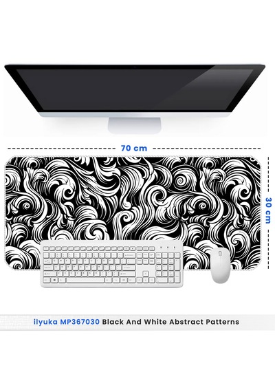 İlyuka Mousepad 70x30cm Büyük Boy Xl Mp367030 Blackwhite Abstract