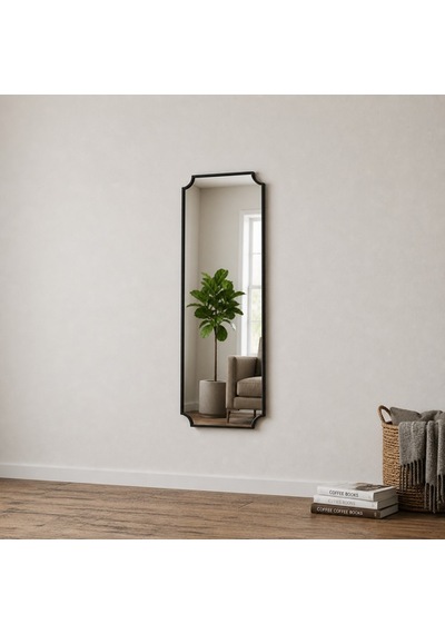 Modern Boy Aynası 40x120 Cm Minimalist Çerçeveli Dekoratif Duvar Aynası 2026 Trend Siyah