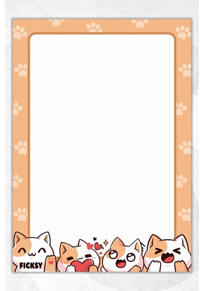 A5 Kedi Bloknot Çizgisiz Defter - 50 Yaprak - Memopad - Notepad - Not Defteri - Not Kağıdı Turuncu Turuncu