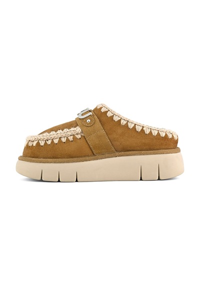 Terlik/ Panduf Ev Kadın Mu.fw531001a Cog Mou Bounce Clog Metal Logo Cognac Cognac Camel