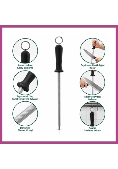 Gees Global Bıçak Bileme Taşı 30 Cm Metal Askılı Gbzs
