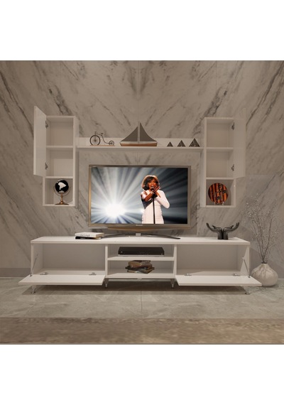 Decoraktiv Eko 5da Slm Dvd Silver Tv Ünitesi Tv Sehpası Beyaz