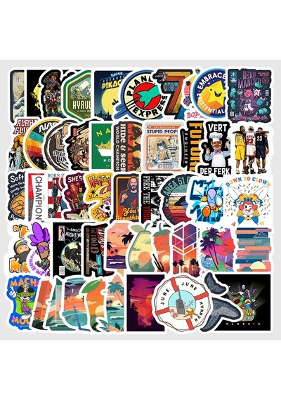 Cajuart 50 Adet Tekrarsız Seyahat Macera Pvc Sticker 06