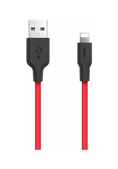 Hoco X21 Usb To Apple iPhone Uyumlu Lightning 2a Silikon Hızlı Şarj Ve Data Kablosu- 5775 Siyah-kırmızı