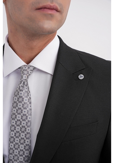 Efor Slim Fit Çift Yırtmaç Sivri Yaka Esnek Siyah Klasik Takım Elbise Tk 939 Siyah