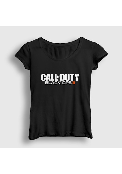 Presmono Kadın Black Ops Call Of Duty T-shirt Siyah