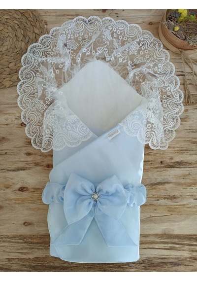Kumru Kristal Kı Bebek Kundağı Unisex Bebek Dış Kundak Battaniyesi Hastane Çıkışı Kundak Battaniye Mavi
