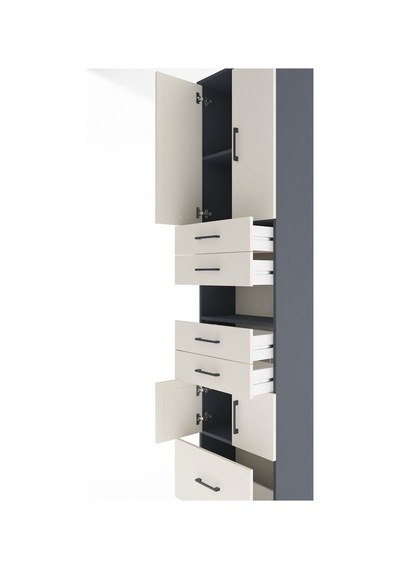 Arges Dolap 4 Raflı 5 Çekmeceli 4 Kapaklı 60x30x243 Antrasit-aytaşı Antrasit