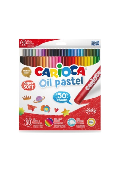 Carioca Süper Soft Yağlı Pastel Boya Kalemi 50'li Parlak Renkler Ve Yüksek Kapama Özelliği Çok Renkli