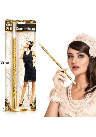 30 Cm Altın Gold Payetli Tutacağı 1920 Ler Gatsby Parti Aksesuarı "