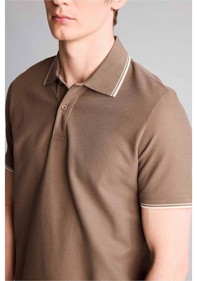 Defacto Regular Fıt Polo Yaka Waffle Kısa Kollu Polo Tişört D7932ax26spbn571 Kahve-bn571