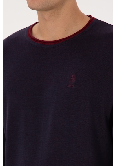 U.S. Polo Assn. Erkek Comfort Fit Yaka Detaylı Lacivert Kazak 50315022-VR033