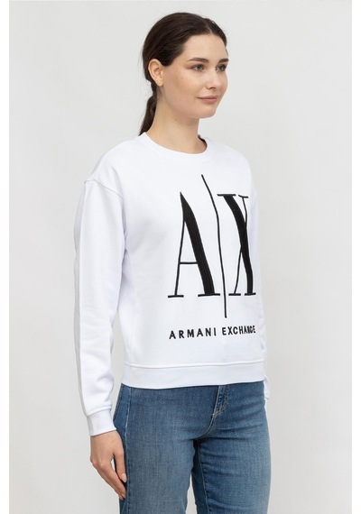 Armani Exchange Armani Logo Baskılı Kadın Sweat Beyaz