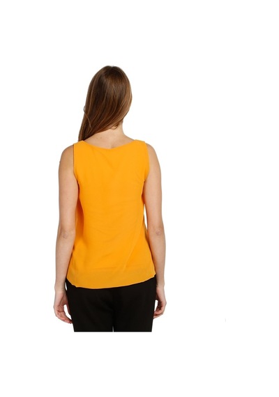 Bulalgiy Kadın Bal Şifon Kolsuz Bluz - Bga027920
