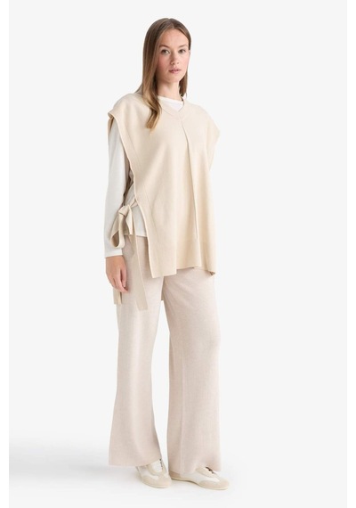 Defacto Regular Fit Basic Düz Beli Lastikli Düz Paça Triko Pantolon D6912ax25wnbg300 Bej-bg300
