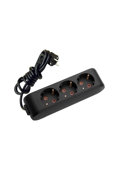 Viko 3'lü Priz 3x1,5 mm Uzatma Siyah 20 MT