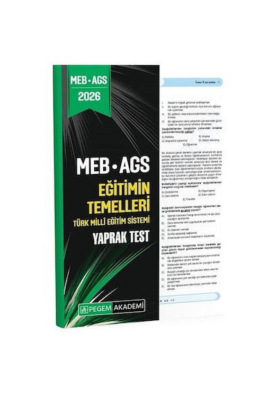 Pegem 2026 Meb-ags Eğitimin Temelleri, Türk Milli Eğitim Sistemi Yaprak Test Pegem Akademi Yayınları