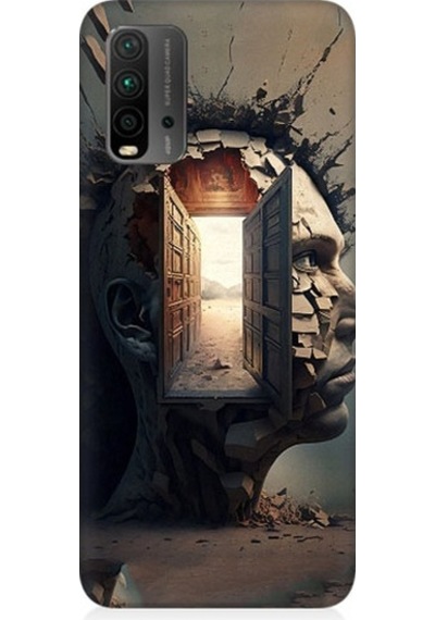 Xiaomi Redmi 9t Uyumlu İnsan Beyni Ve Hayali Desenli Silikon Kılıf