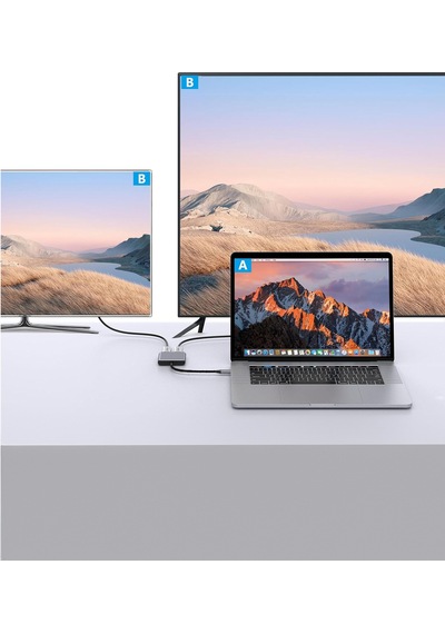 Thentech Usb C'den 4k Hdmı Vga Adaptörü Usb 3.0 Şarj Güç Portu İle All-in-one Hub Görüntü Aktarma Adaptörü