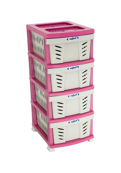 Galleon Design Elegant Delikli Komidin 4 Çekmeceli Sebzelik Pembe