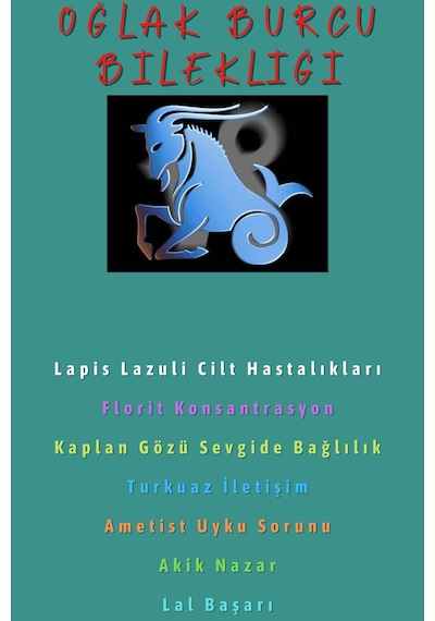 Gümüştel El Sanatları Sertifikalı Oğlak Burcu Bileklik Doğal Taş Çok Renkli