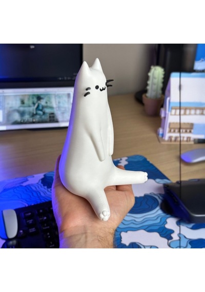 Minimalist Kedi Figürü 3d Yazıcı Baskı Dekoratif Obje 16 Cm