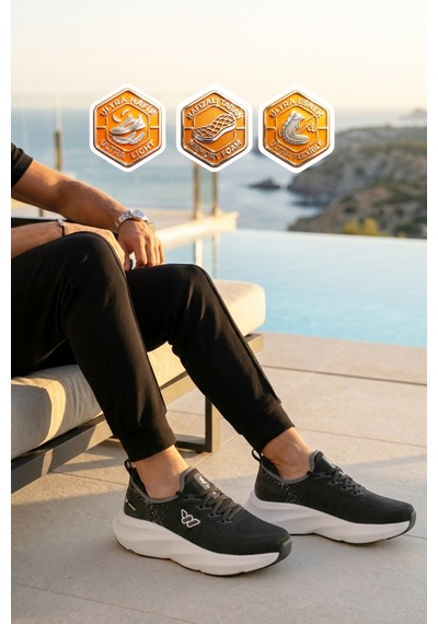 Walkway Flexnova M Siyah-beyaz Hafızalı Taban Erkek Spor Ayakkabı SİYAH-BEYAZ