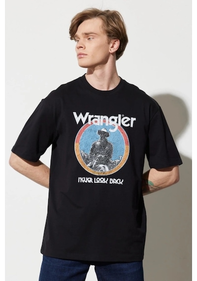 Wrangler Erkek Siyah Bisiklet Yaka Tişört W7CBEE100 Siyah
