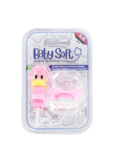 Babysoft Fıgurlu Emzık Askısı ve Damaklı Emzık No:2 - Pembe