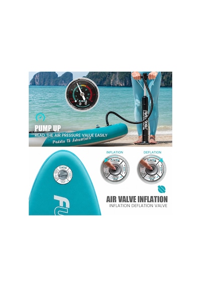 Tiki Mavi Şişme Sup Board/stand Up Paddle Board Pati Dostu Yüzey 320x83x15 Cm