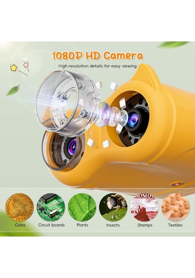 Tr 2'si 1 Arada Çocuk Mikroskop Teleskopu, Çocuklar İçin 2 İnç 1000x Dijital Mikroskop, Çocuklar İçin Hd Taşınab