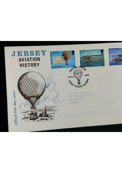 1973 Jersey Havacılık Temalı İlk Gün Zarfı Jersey Aviation History Fdc  Teşhir Ürün