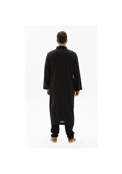 Eliş Şile Bezi Şile Bezi İnce Erkek Namaz Cübbesi Yazlık Namazlık Pamuk Kumaş Cübbe Siyah Syh-siyah Siyah