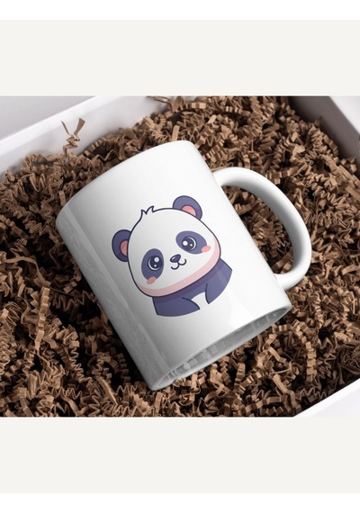 Sevimli Kawaii Panda Tasarımlı Porselen Kupa Bardak Çok Renkli