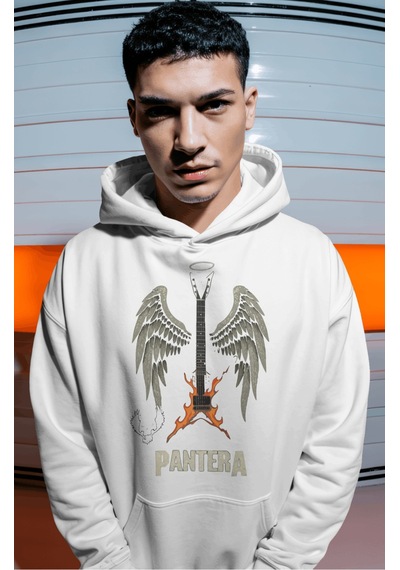Sevbano Pantera Rock Metal Müzik Grubu Sırt Baskılı Unisex Oversize Premi beyaz