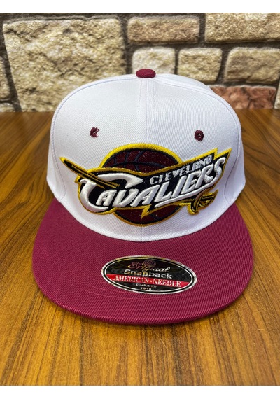 Hamze Cleveland Cavaliers Nba Hiphop Snapback Rapper Basketbol Unisex Şapka Cap Beyaz - Bordo